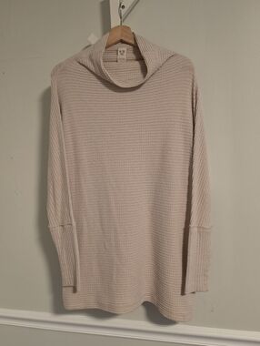 We The Free Waffle Knit Cowl‎ Neck Tunic Sweater Oatmeal Small Free People Euc